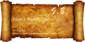Igari Bekény névjegykártya